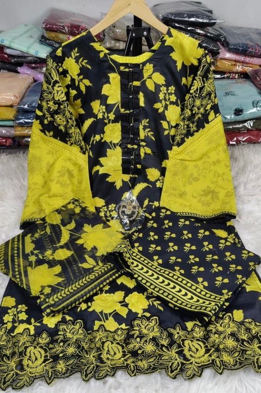 Lawn with Diamond Dupptta