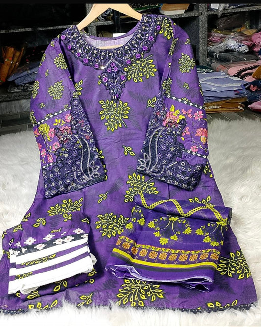 Lawn with diamond Dupptta (3 pc)