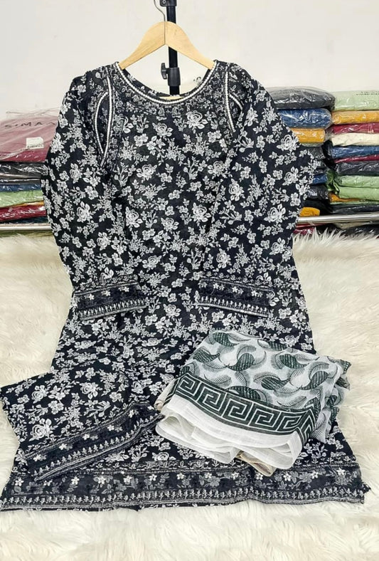 Lawn with Diamond Dupptta (3 pc)